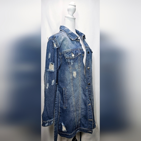 Small Distressed Denim Jacket Dress with Fashion Tour Design - Picture 4 of 6